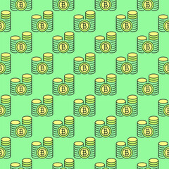 Crypto Coins vector Bitcoin Cryptocurrency colored seamless pattern - 787842530