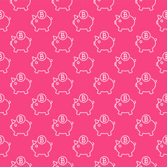 Cryptocurrency Piggy Bank vector Bitcoin linear seamless pattern - 787842537