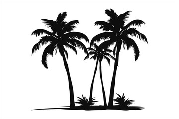  Palm Tree black shilhutti on whait background