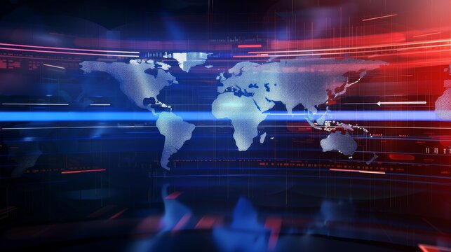 3D World News Background, digital world breaking news Studio Background