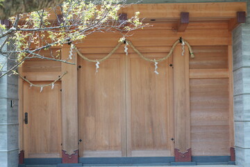 the Japanese shrine door