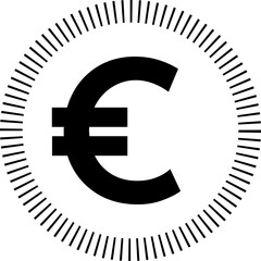 European money golden coin on dark background