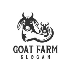 retro vintage style goat farm design logo