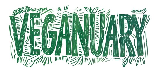 Veganuary Text design illustration on a white background