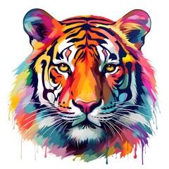 Technicolor Tiger: A tiger with vibrant and bold technicolor stripes