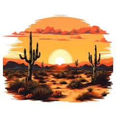Desert Sunset: A stunning desert sunset with silhouettes of cacti