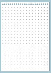 Graph paper. Printable dotted grid paper on white background. Geometric abstract dotted transparent illustration with dots for school, notebook, diary, notes, print. Realistic paper blank size A4