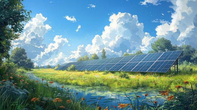 Explore the world of watercolor mastery as it brings to life engineers installing solar panels with intricate detail.