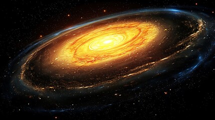 Yellow spiral galaxy with volume gas arms