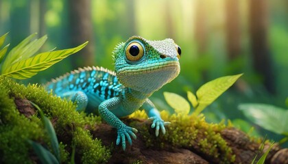 Fototapeta premium green Lizard on a branch