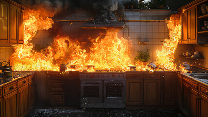 Provides kitchen fire-fighting training scene content,generative ai