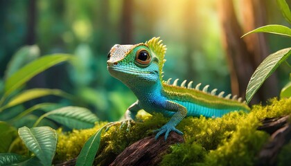green Lizard on a branch