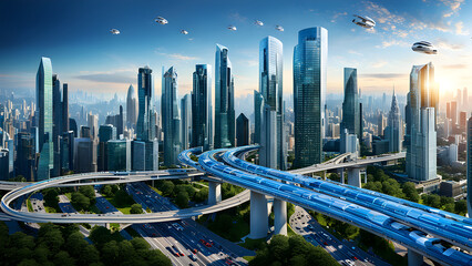 Urban skyline, science fiction scenes, future cities, technological concepts