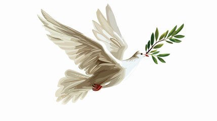 Dove of peace. Flying bird with an olive branch