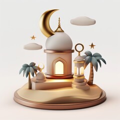 A simplified 3D design for the holy month of Ramadan