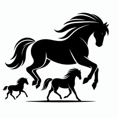 horse silhouette vector illustration White Background, icon, farm animal Template
