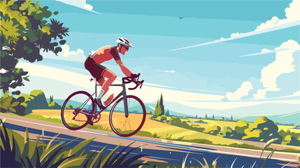 Enjoy cycling illustration. Cartoon cyclist riding 