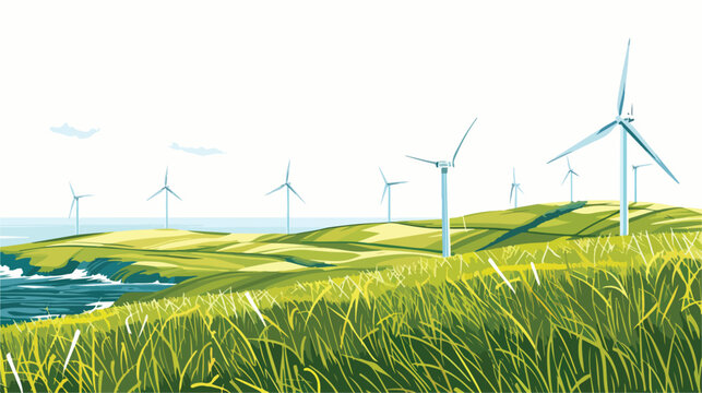 Energy horizontal concept backgrounds with wind turbines