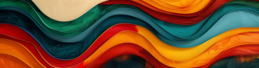 Vibrant retro wavy layers material surface backdrop, abstract colorful texture with rich dynamic color motion