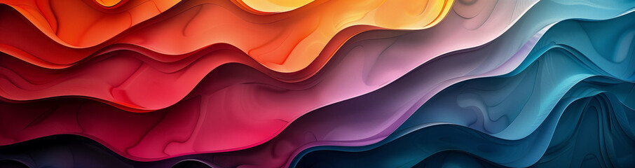 Abstract wavy background in warm and cool retro tones, digital art texture waves pattern vibrant colors backdrop