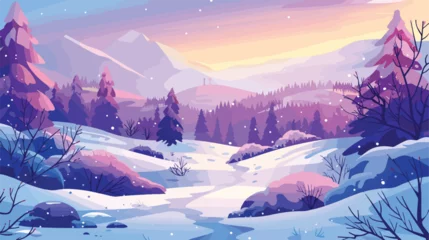 Fototapete Fantasy beautiful winter landscape vector illustration © Hassan