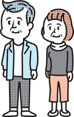 シニア夫婦のイラスト