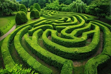 Naklejka premium A maze of hedges with a path through it