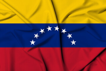 Beautifully waving and striped Venezuela flag, flag background texture with vibrant colors and fabric background
