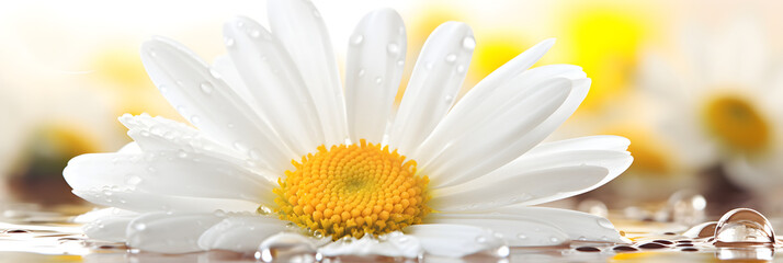 Nature's Symmetry: Stunningly Detailed Stock Photograph of a Dew-Kissed Daisy Flower