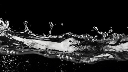 The movement of air in the water. Macro. Black and white. For eco concepts or drinks, liquids with bubbles, abstract backgrounds.