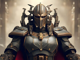 medieval knight in armour medieval, warrior, helmet, armour, war, sword, soldier, metal, ancient, weapon, history,Ai generated 