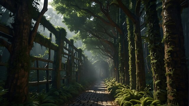 forest maze with fire background