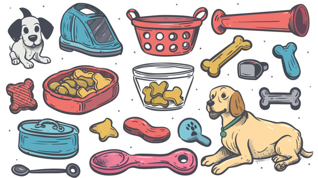 Four Dog Supplies and Equipment. Food toys 