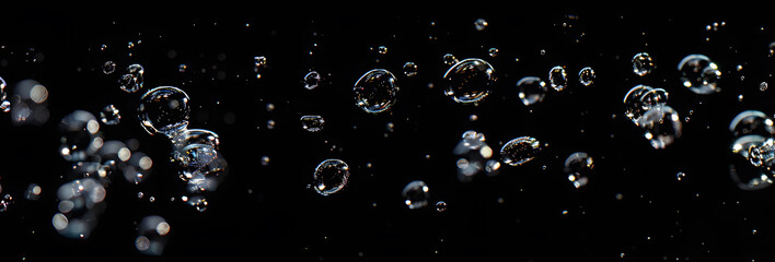 The movement of air in the water. Macro. Black and white. For eco concepts or drinks, liquids with bubbles, abstract backgrounds.