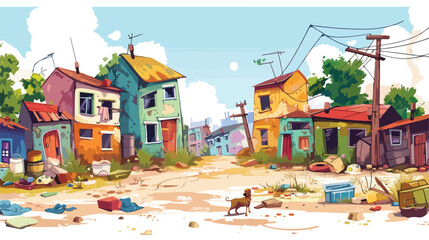 Ghetto landscape vector illustration. Cartoon