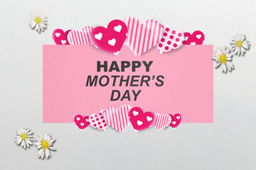 Greeting card with Happy Mother's Day text - obrazy, fototapety, plakaty