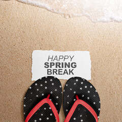 Slipper and paper with Spring Break text - 787868539