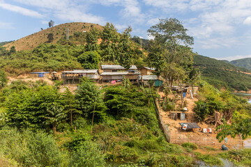 Fototapeta na wymiar Small village near Nam Ou 3 dam, Laos
