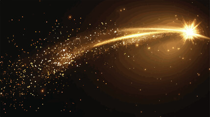 Golden shooting star effect light line trail of glowi - obrazy, fototapety, plakaty