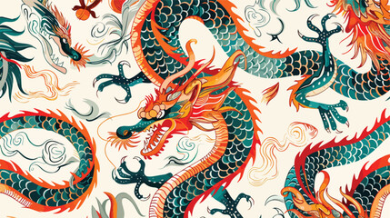 Hand drawn abstract Dragons. Japanese or Chinese