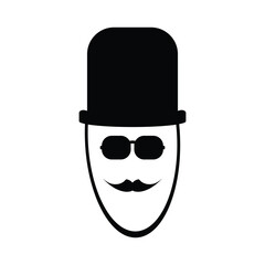 man wearing a hat and mustache icon