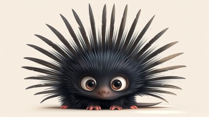   An illustration of a porcupine with quills on its head and claws on its body