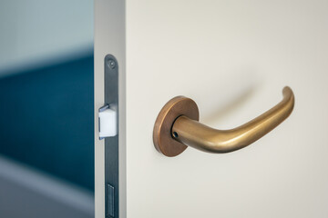 door knob or handle, antique brass lever handle for internal door, modern interior design concept,...