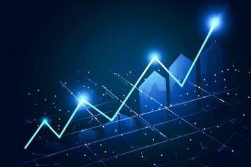 Glowing Financial Growth Chart With Upward Trend on Dark Background