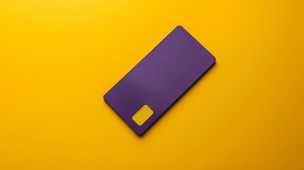 Vibrant purple credit card mockup on a bright yellow background