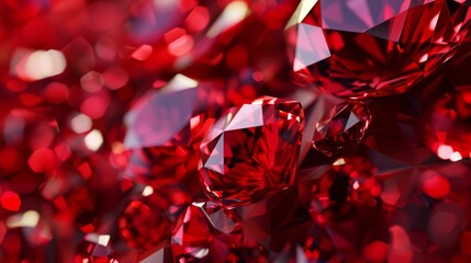 3d rendering of abstract background with red gemstones. Jewelry background - obrazy, fototapety, plakaty