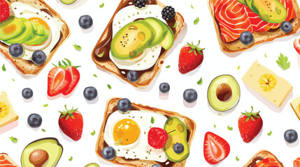 Healthy breakfast food concept. Four toasts. Fried an