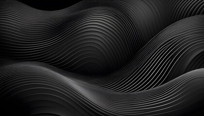 Abstract black background design. Modern wavy line pattern guilloche curves in monochrome colors. Premium stripe texture for banner, and business background. Dark horizontal template