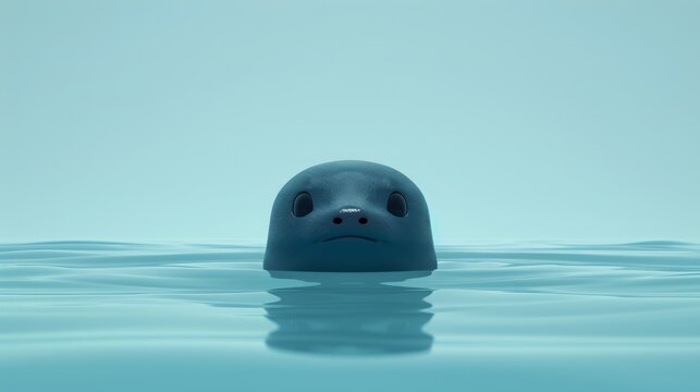   A tight shot of a body of water featuring a small, forlorn animal in the center