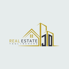 JO initial monogram logo for real estate with home shape creative design.